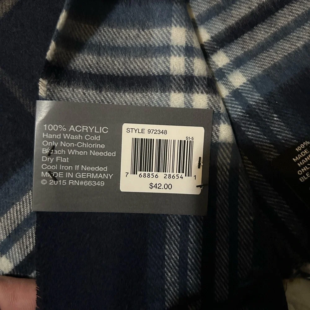NWT John Bartlett Statements Plaid‎ Scarf Made in Germany